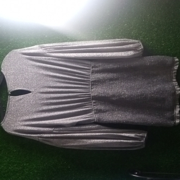 Pink Lily balloon sleeve sparkly silver dress - Picture 4 of 4